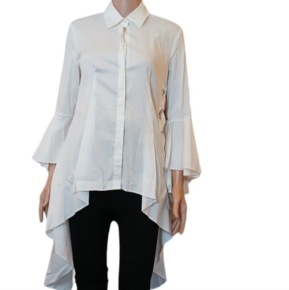 RACHEL RACHEL ROY Blouse   Size 2 Decoration Ring Assymetrical White - Picture 1 of 11